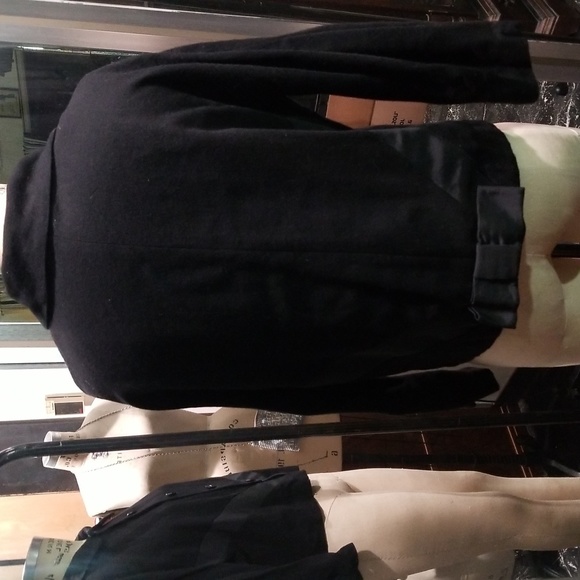 MISS PEG PALMER BLACK HALF COAT/JACKET BOW ON BACK RHINESTONES IN BUTTONS VNTG - Picture 4 of 7